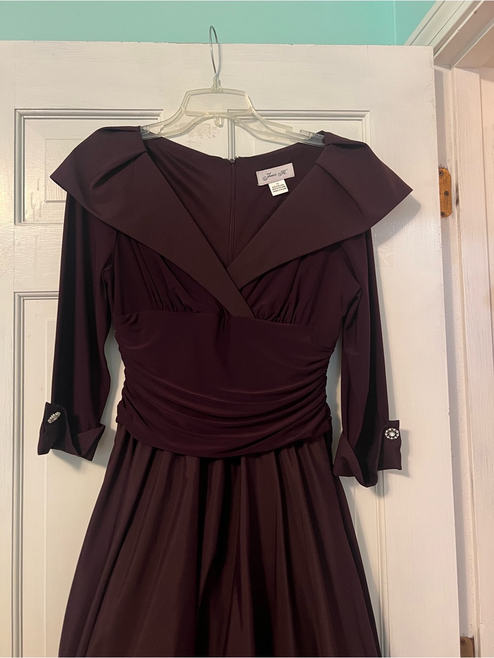 Jessica Deep Plum Off-Shoulder Ruched Waist Long Sleeve Dress
